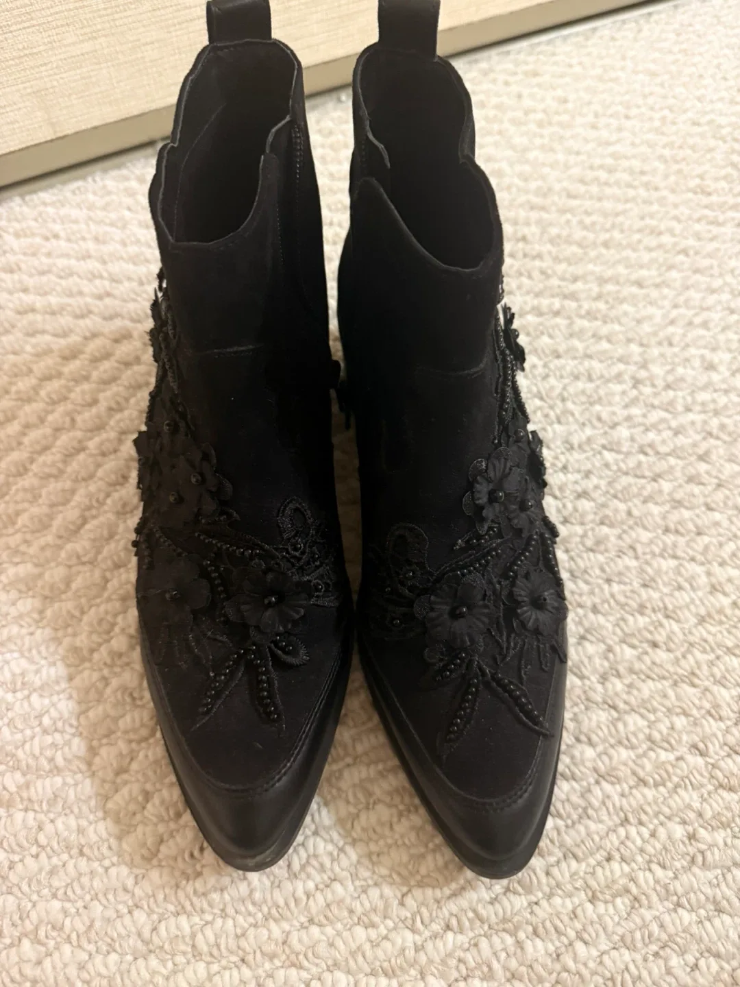 Embellished Black Western-style Ankle Boots image indicator(2)