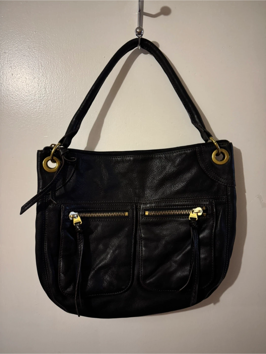 Fossil Black Leather Handbag