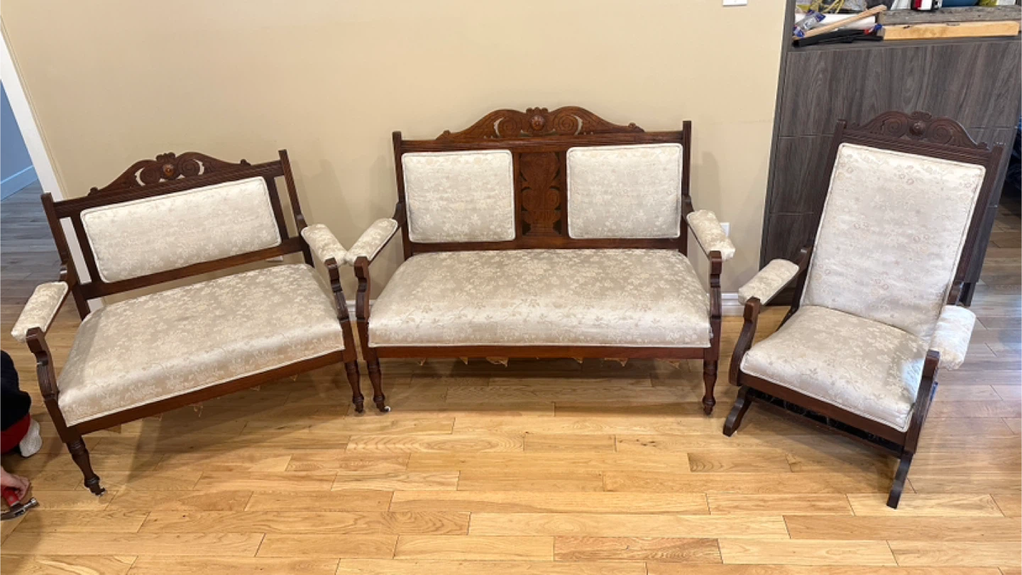 Antique 3-Piece Parlor Sofa Set 1890s (CAN DELIVER)