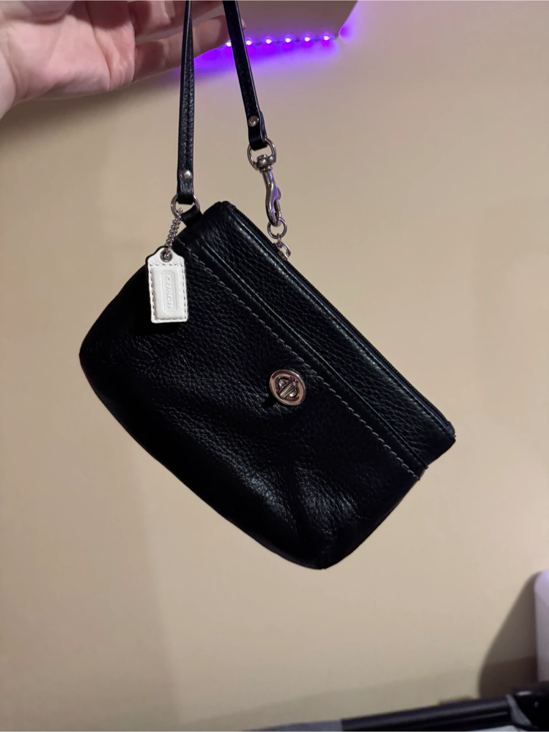 Coach Black Leather Wristlet