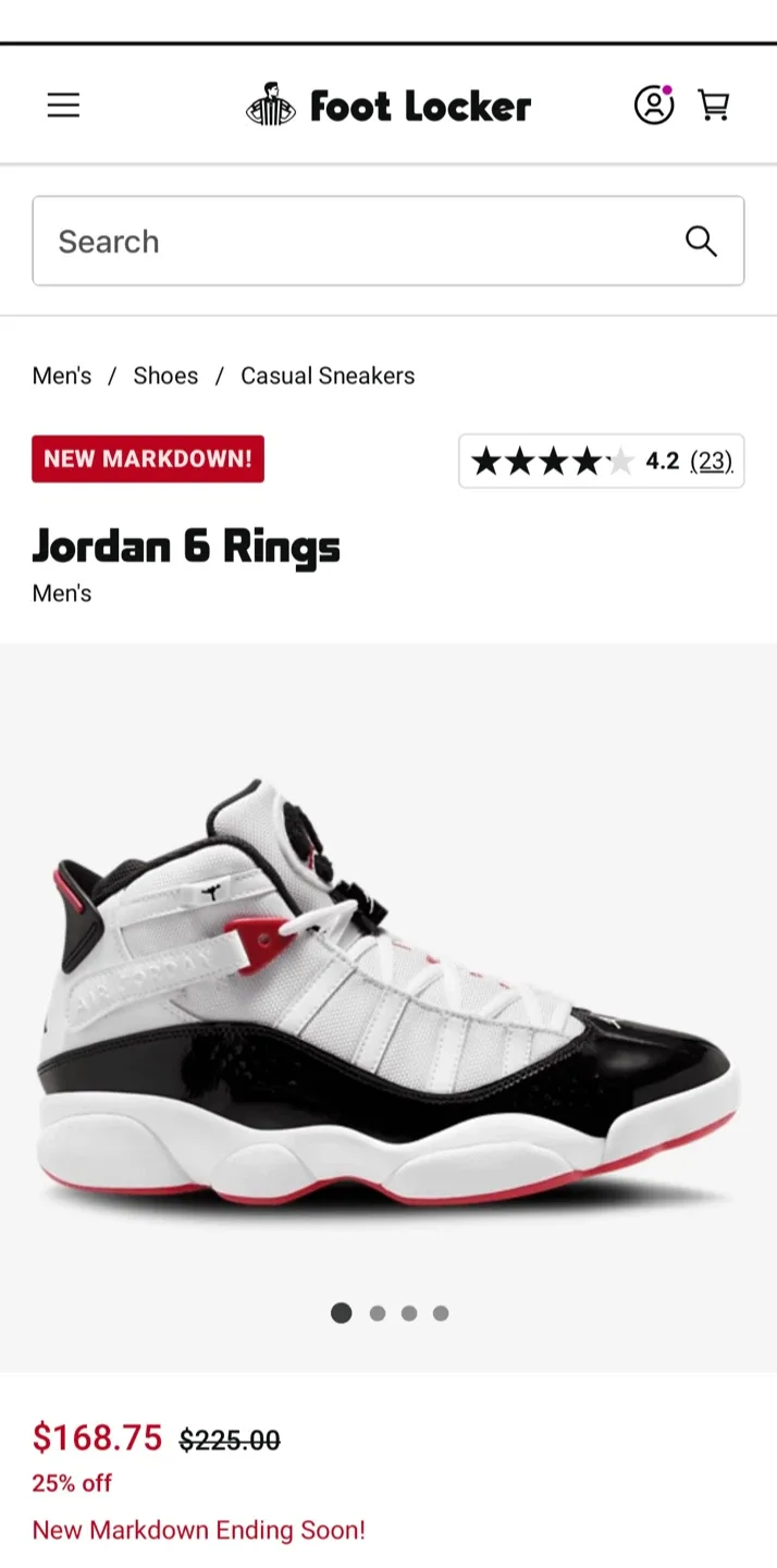 Jordan 6 Rings White/Red Sneakers image indicator(5)