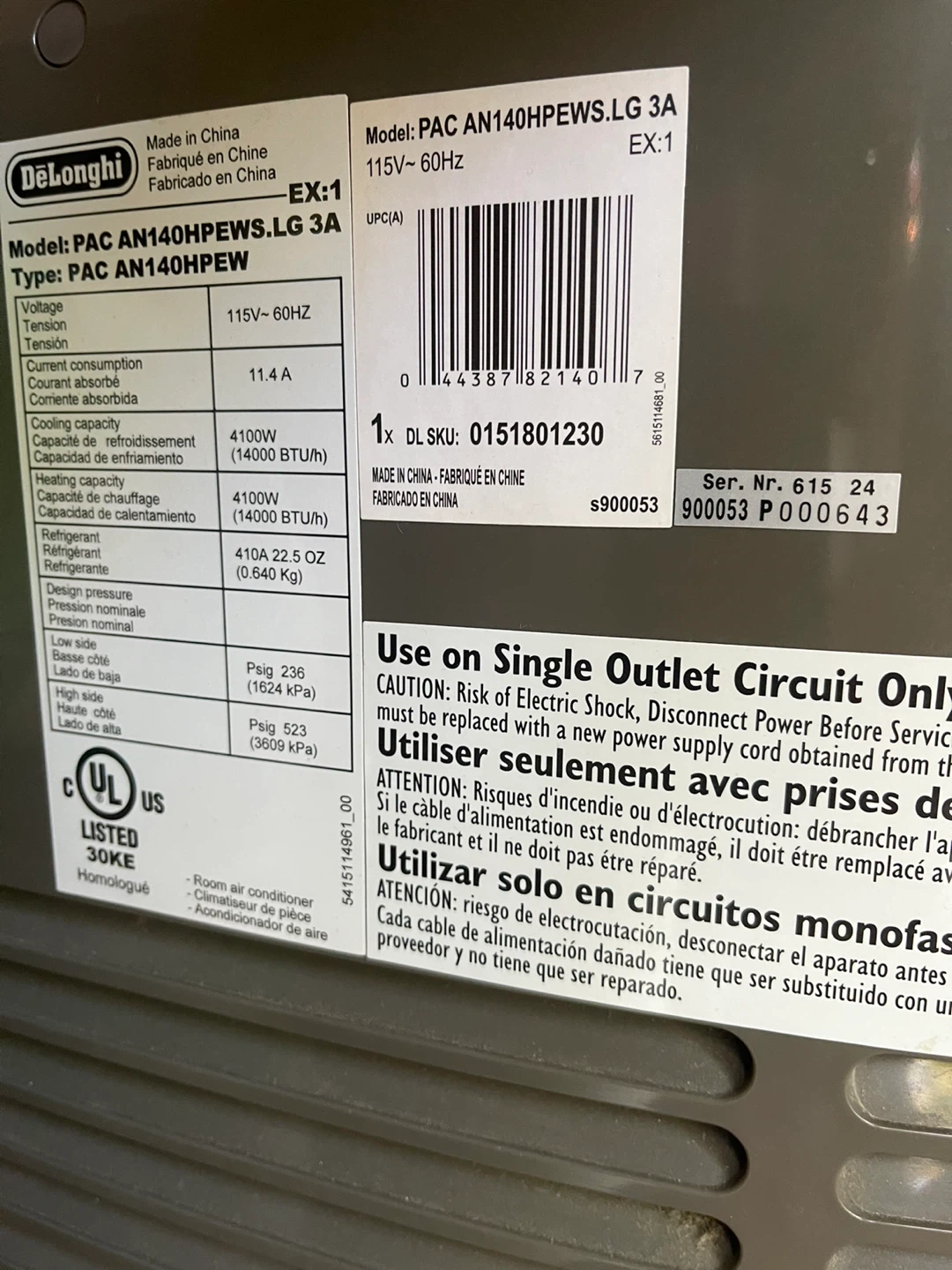 DeLonghi PAC AN140HPEW Portable Air Conditioner - photo 3