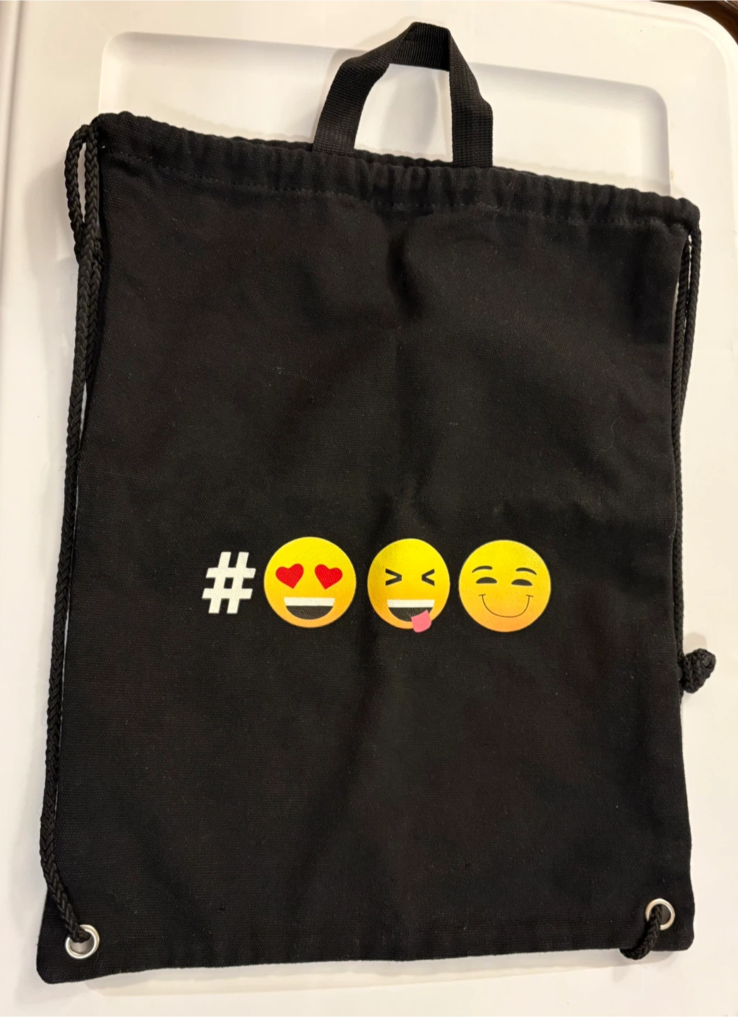 ✨✨Black Drawstring Bag with Emoji Design