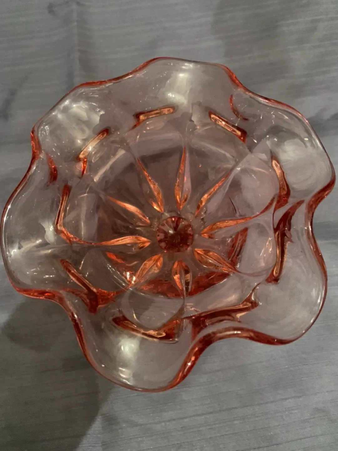 Vintage FENTON Cabbage Rose, Pink Glass Compote Dish image indicator(3)