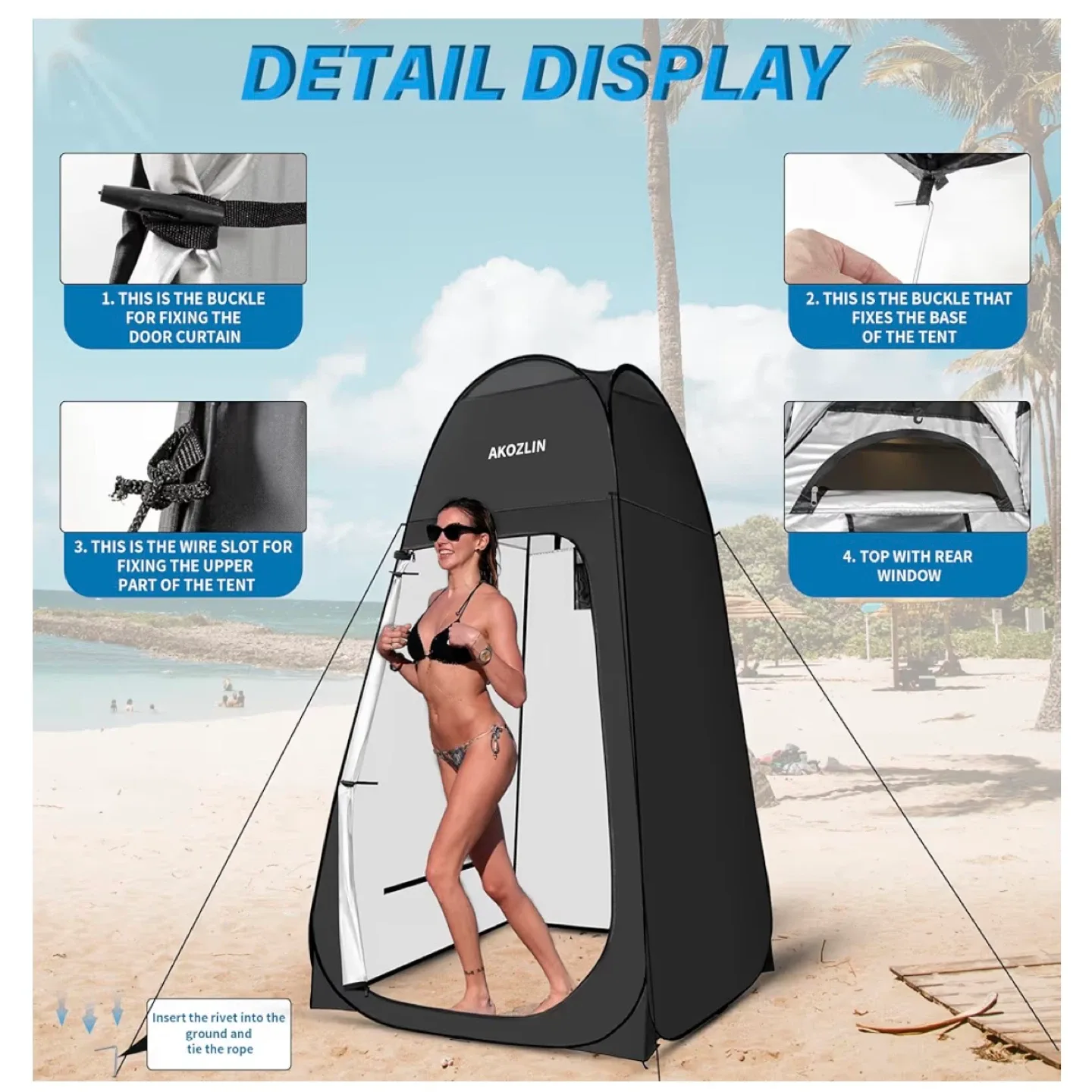 BRAND NEW Akozlin Portable Pop Up Tent - Black image indicator(4)