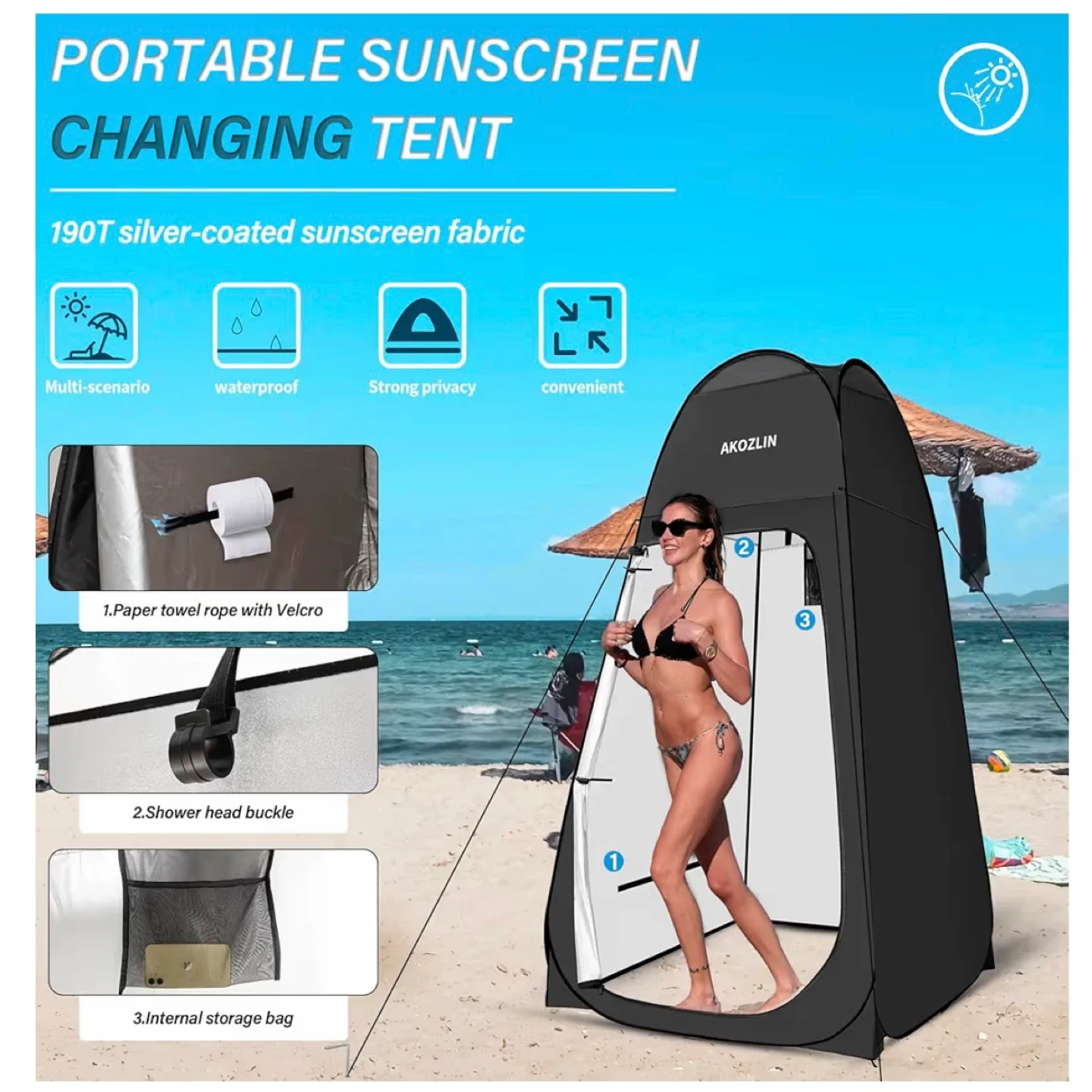 BRAND NEW Akozlin Portable Pop Up Tent - Black image indicator(7)