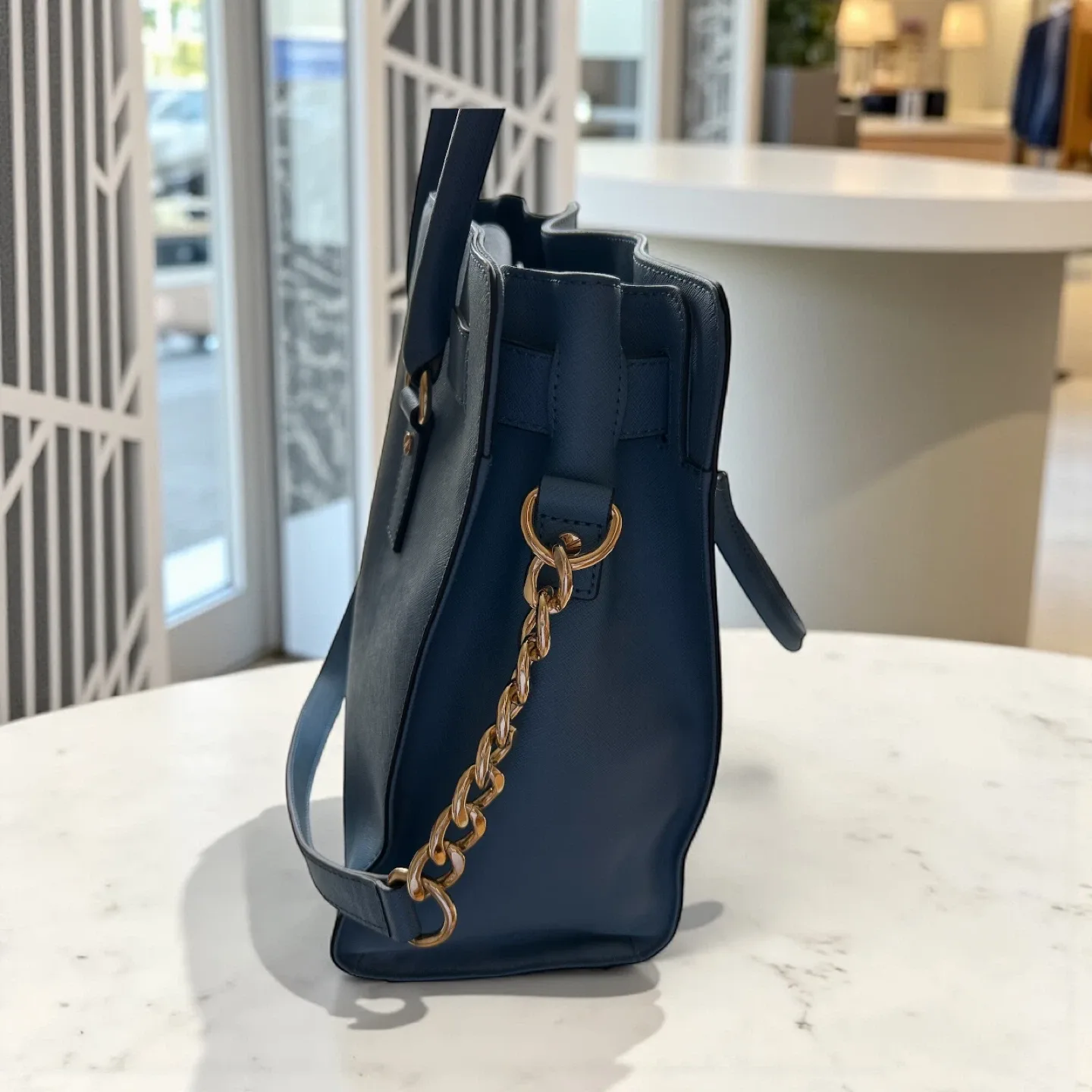 Michael Kors Blue Leather Tote Bag image indicator(2)