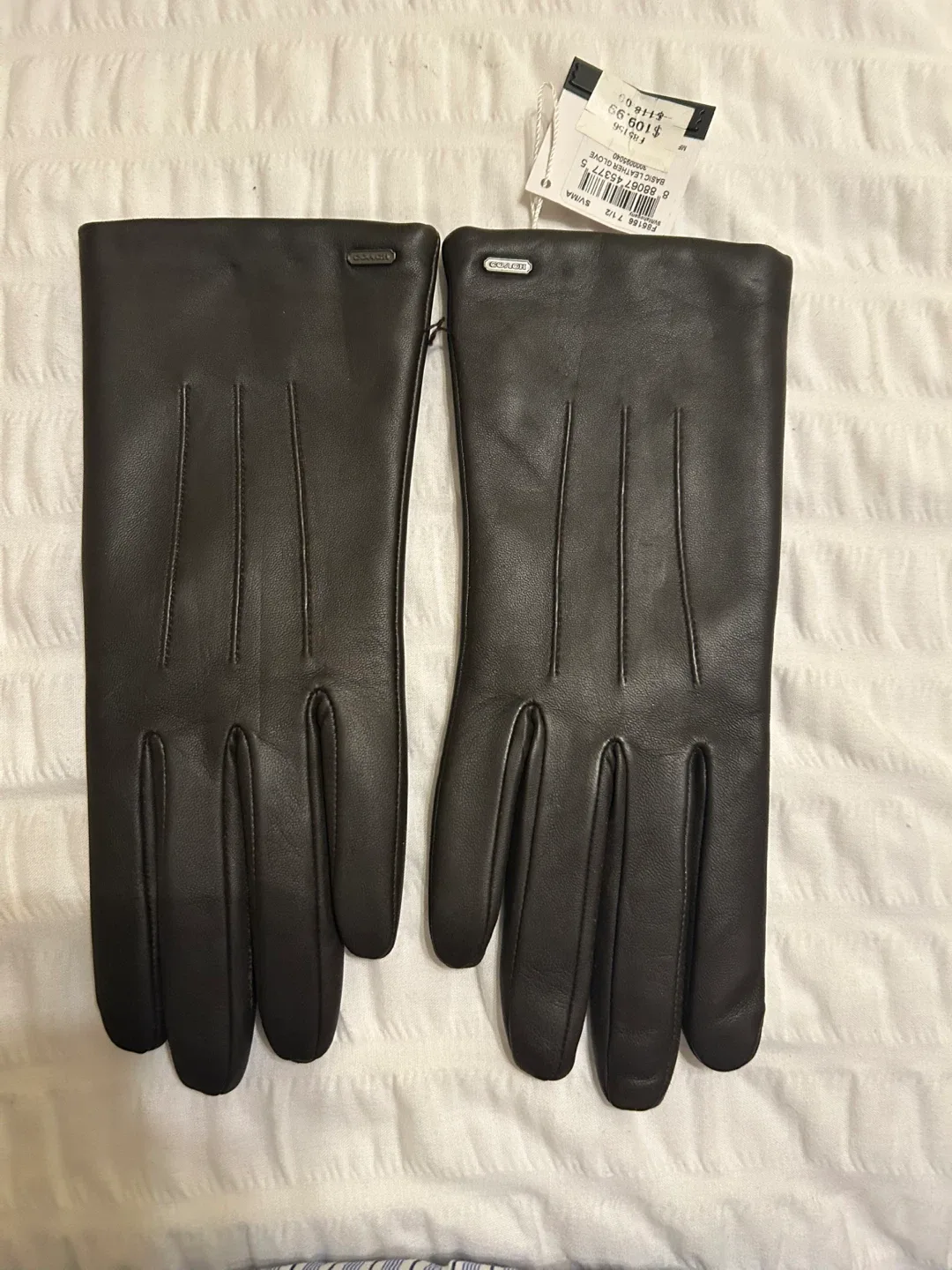 Coach Black Leather Gloves Size 8 - New image indicator(2)