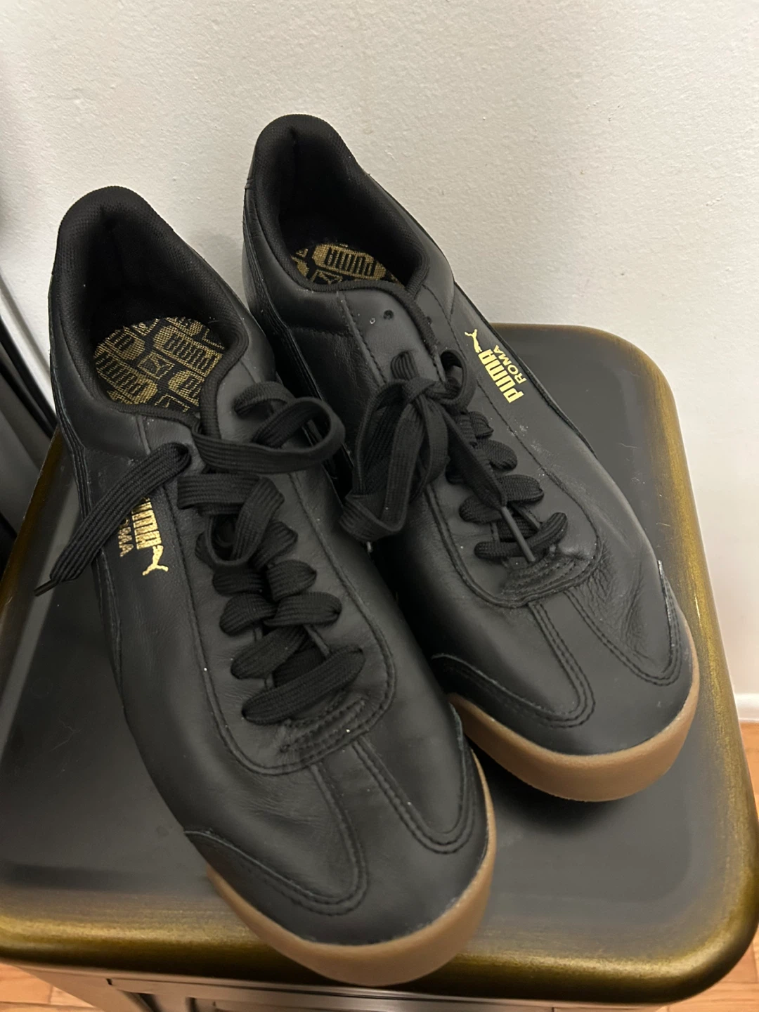 Puma Roma Black Leather Sneakers