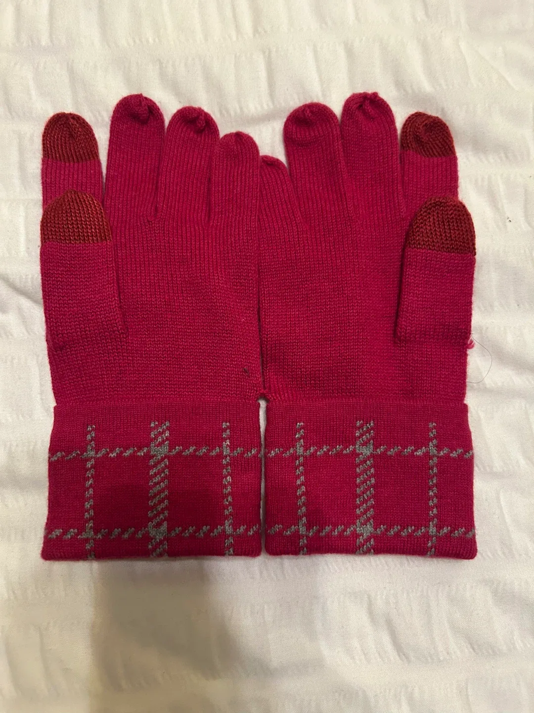 Coach New Pink Gloves with Plaid Pattern image indicator(2)