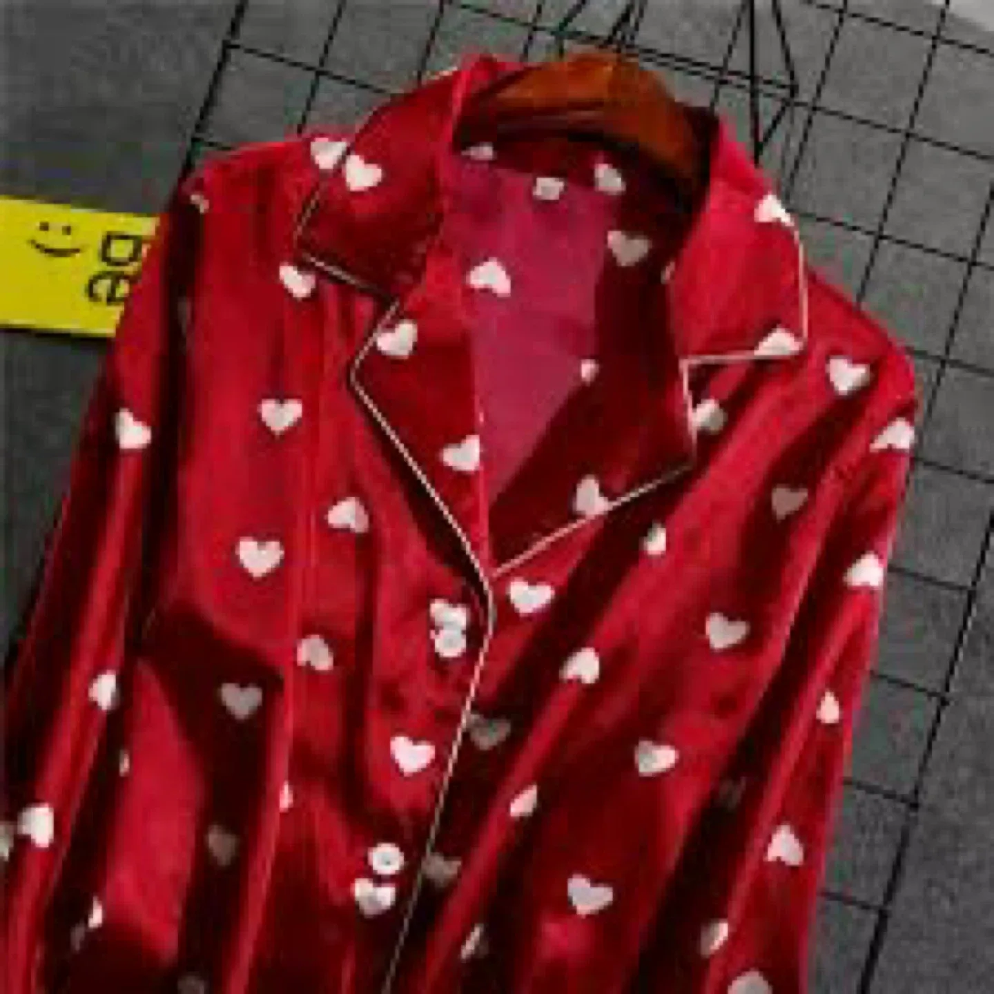 Red Satin Heart Print Short Sleeve Nightgown image indicator(2)