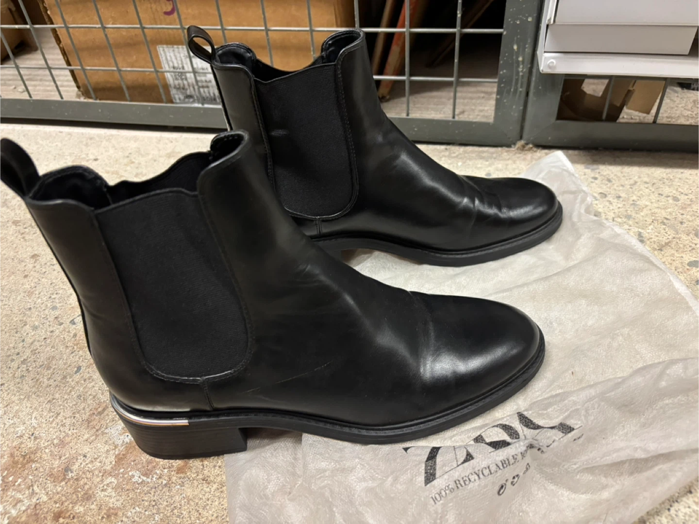 Zara Black Chelsea Boots Size 41