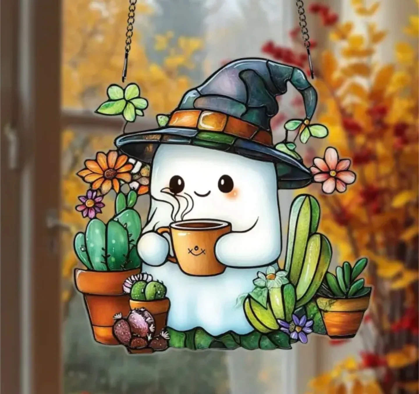 2D Halloween acrylic  sun catcher, reading ghost, new image indicator(2)