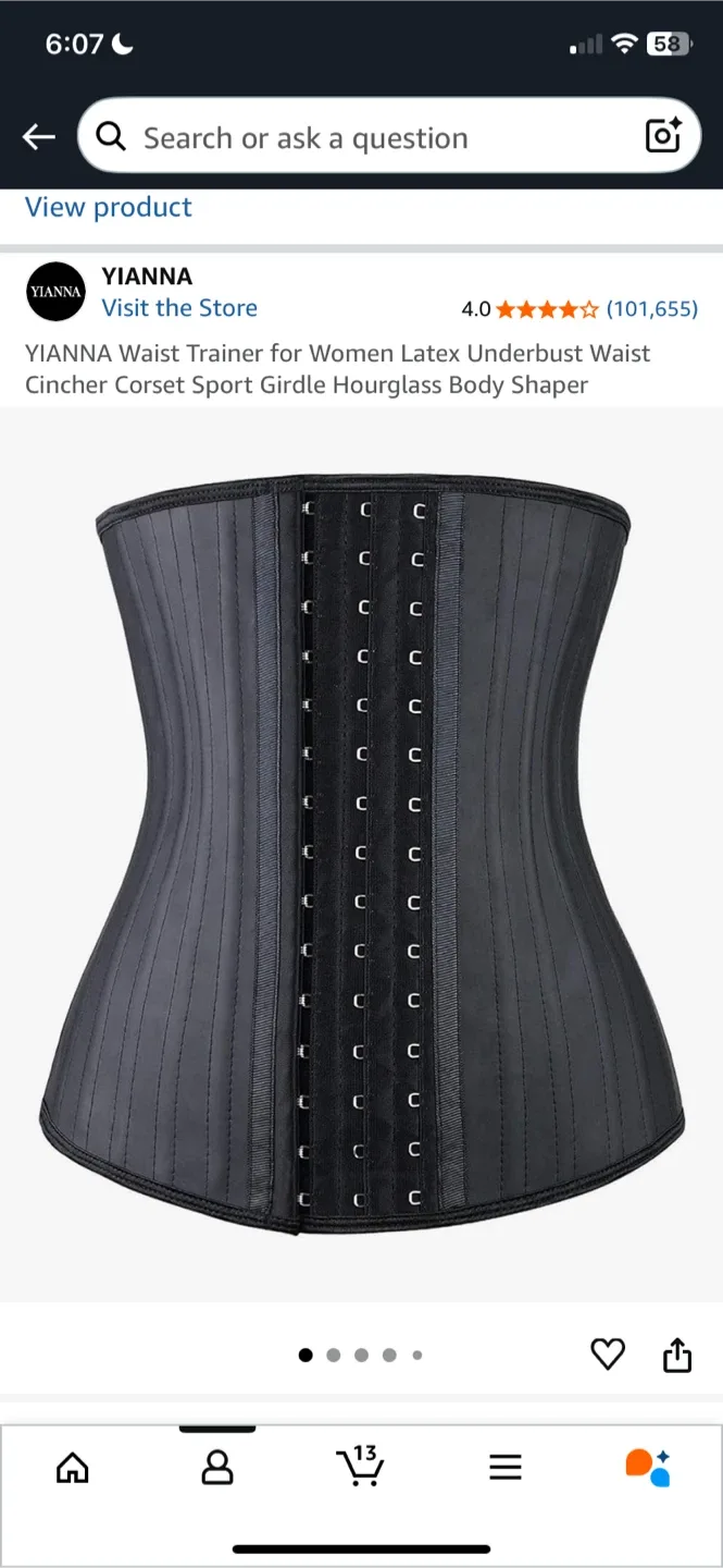 YIANNA Waist Trainer Corset - Black thumbnail