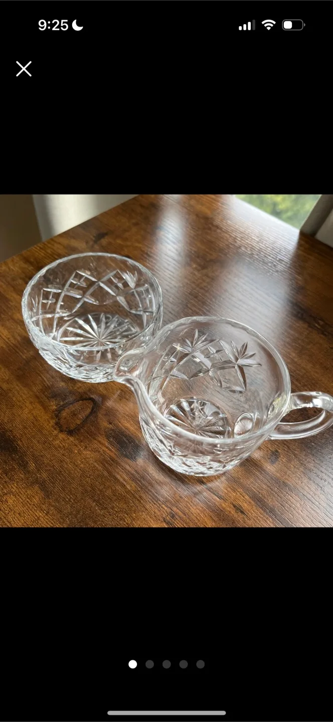 Crystal/Cut-Glass Sugar and Creamer Set