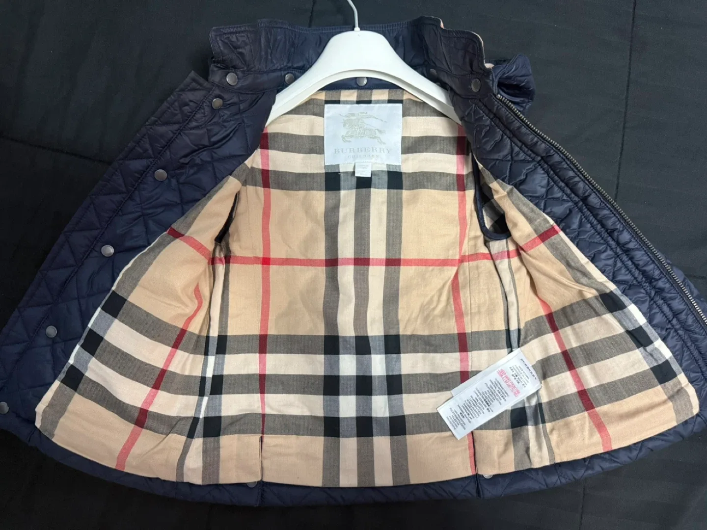 Burberry Children Navy Quilted Jacket image indicator(3)