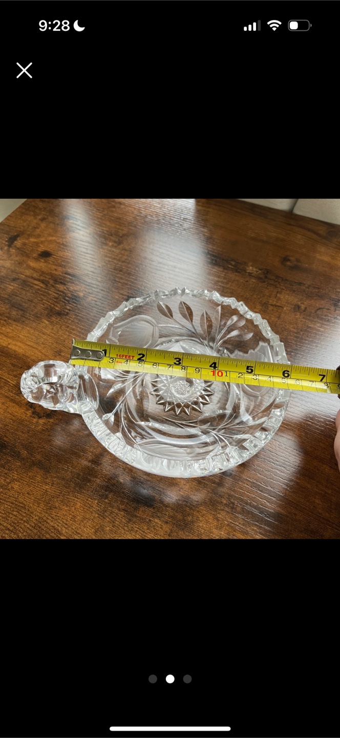 Crystal/cut glass serving dish with a handle - photo 2