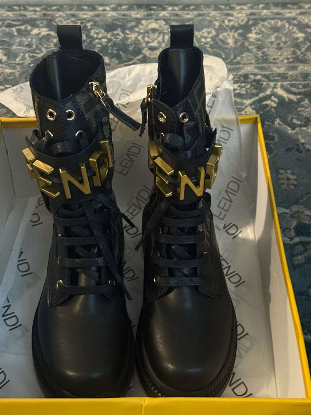 Fendi Black Leather Ankle Boots
