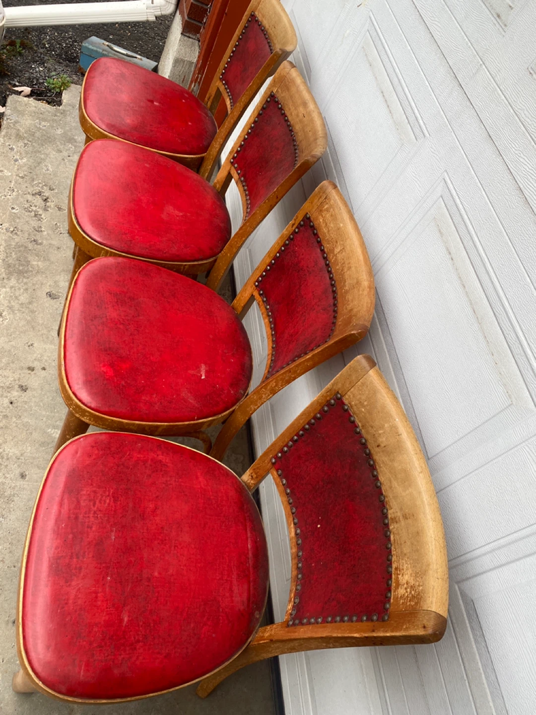 Antique Solid Wood Chairs with Red Leather  (CAN DELIVER) - photo 3