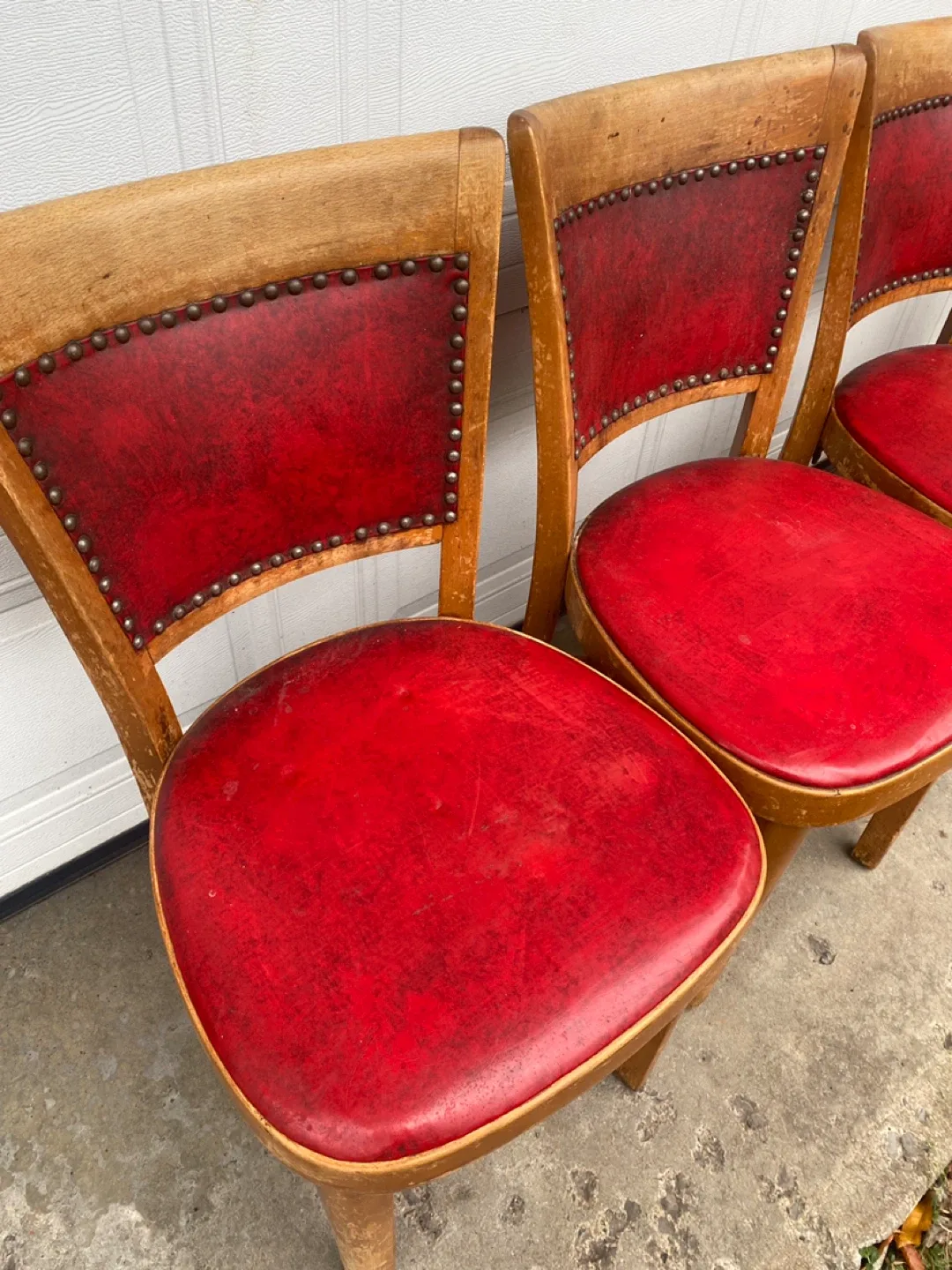 Antique Solid Wood Chairs with Red Leather  (CAN DELIVER) image indicator(4)