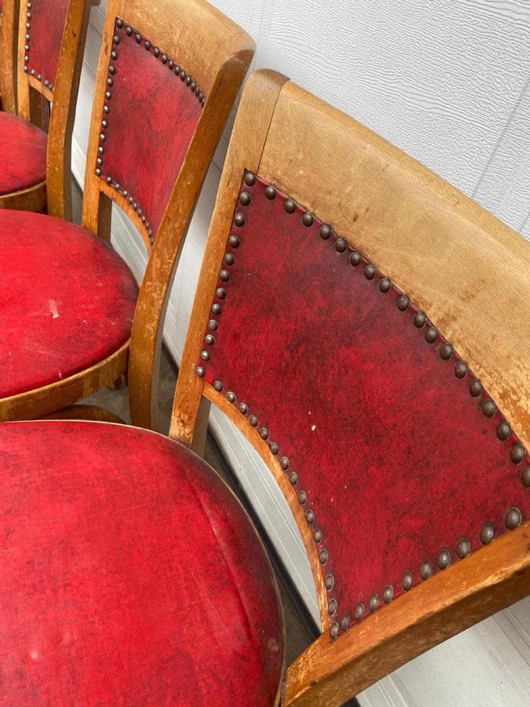 Antique Solid Wood Chairs with Red Leather  (CAN DELIVER) image indicator(6)