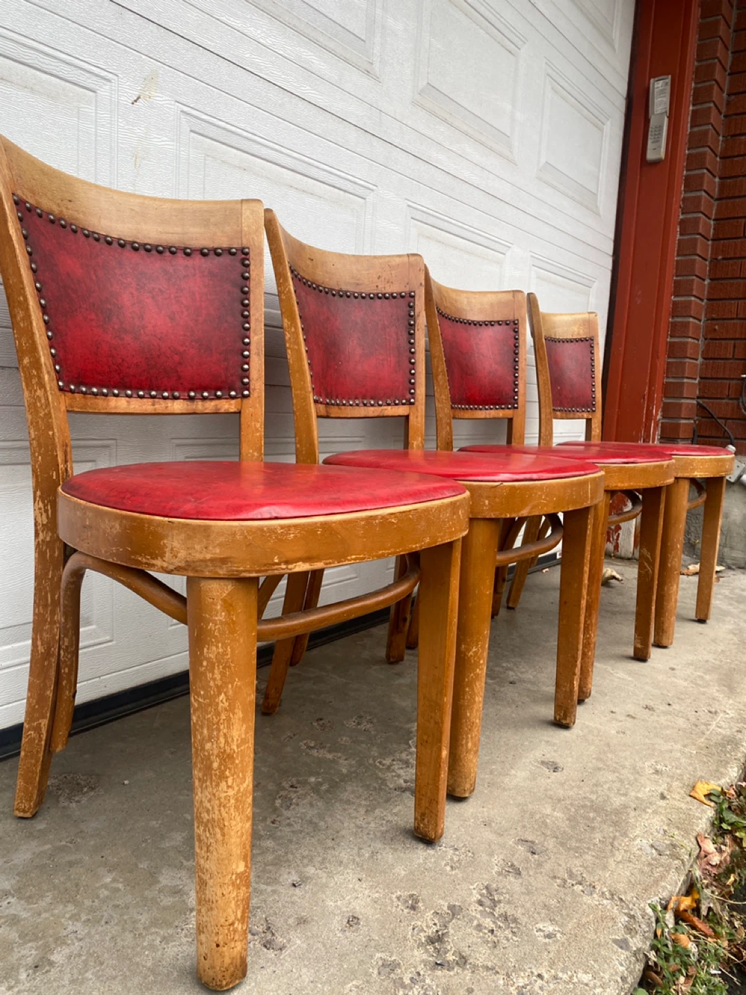 Antique Solid Wood Chairs with Red Leather  (CAN DELIVER) - photo 5