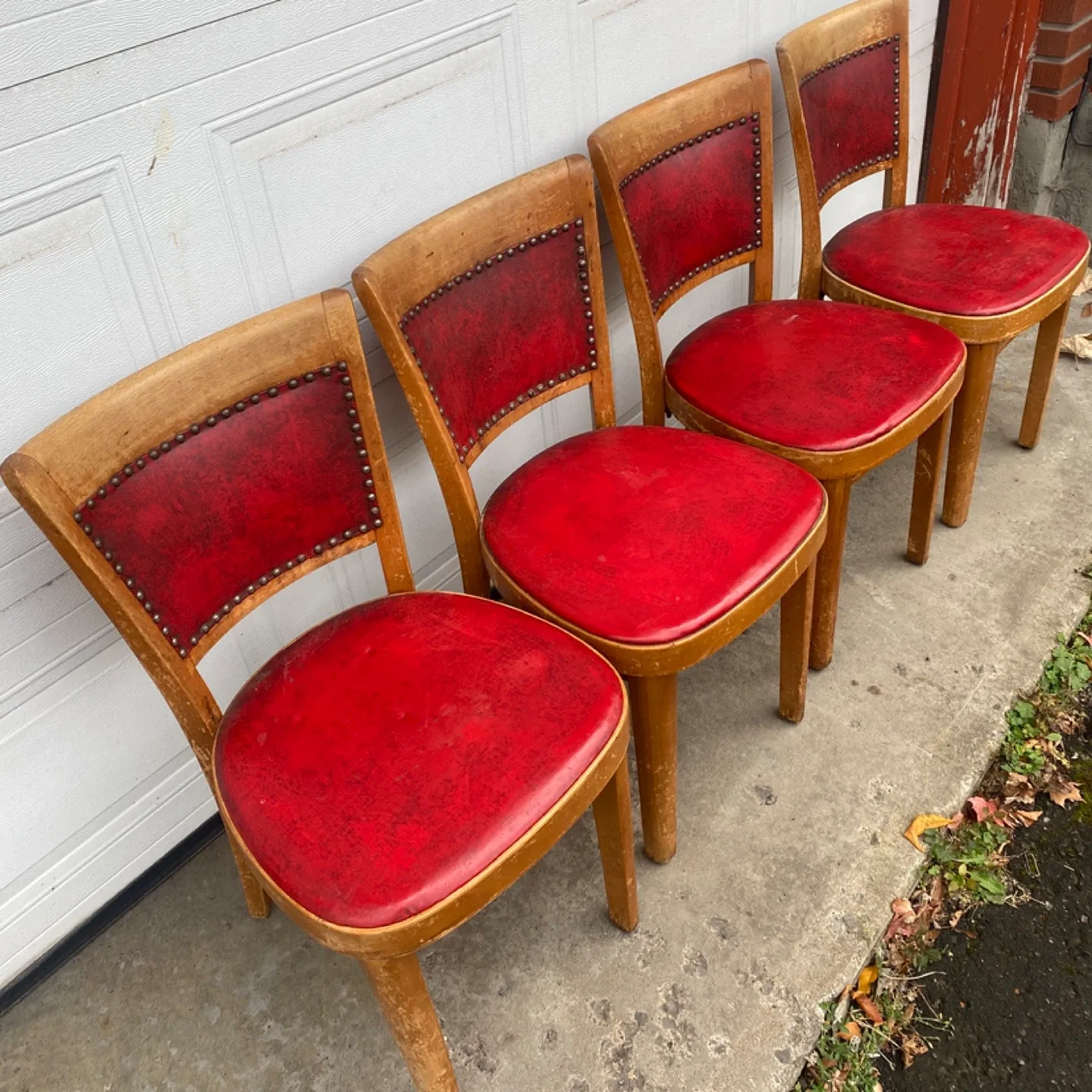 Antique Solid Wood Chairs with Red Leather  (CAN DELIVER) image indicator(2)