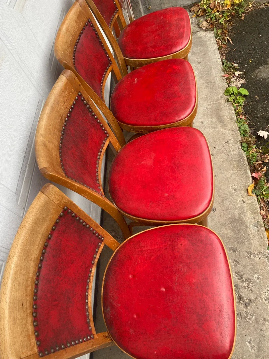 Antique Solid Wood Chairs with Red Leather  (CAN DELIVER) image indicator(7)