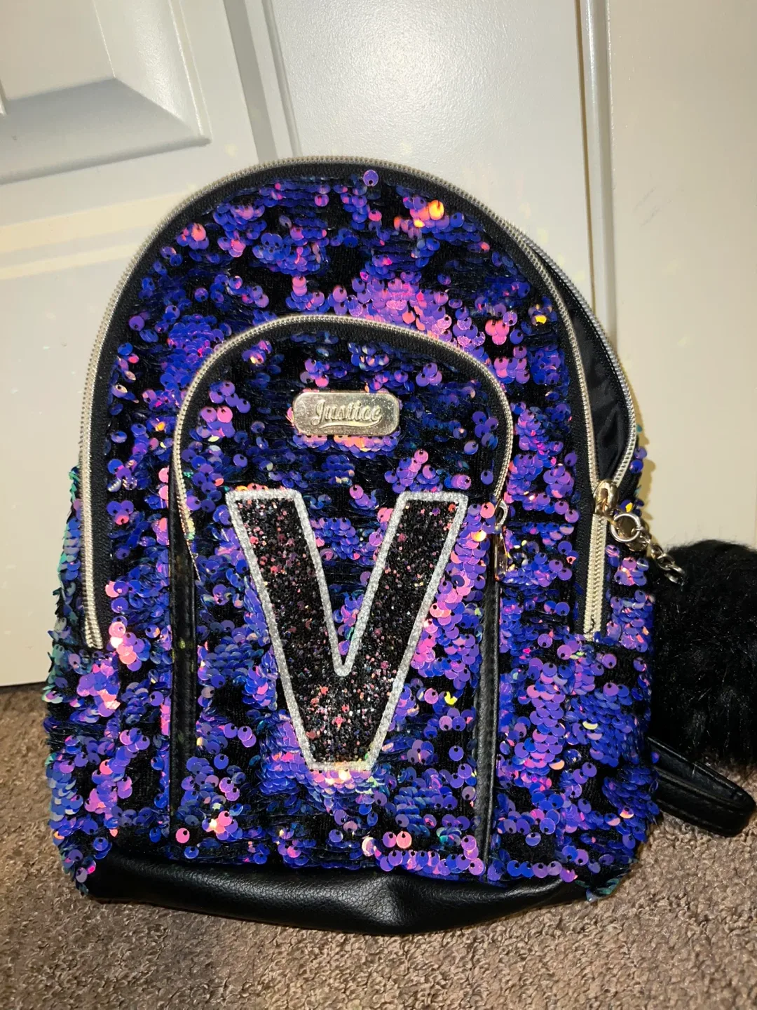 Justice Sequin Backpack - Initial V image indicator(8)