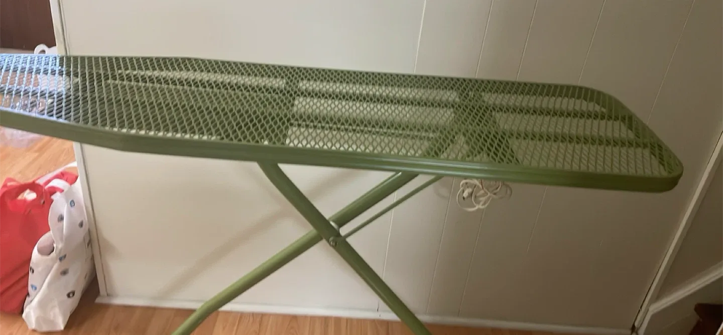 Green Metal Ironing Board. With ironing pad. thumbnail
