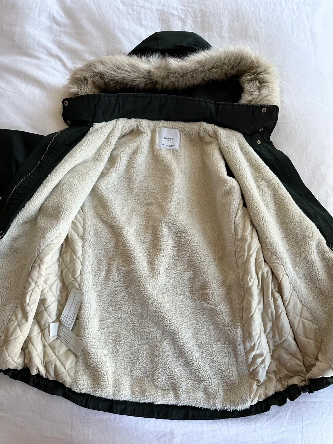 Mango Dark Green Parka Hooded Jacket Size Small image indicator(3)