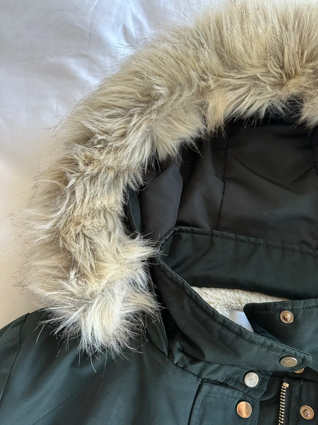 Mango Dark Green Parka Hooded Jacket Size Small image indicator(2)