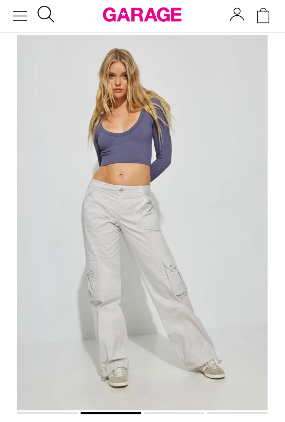 Garage Chicago Low Rise Cargo Pants- CEMENT GREY 0