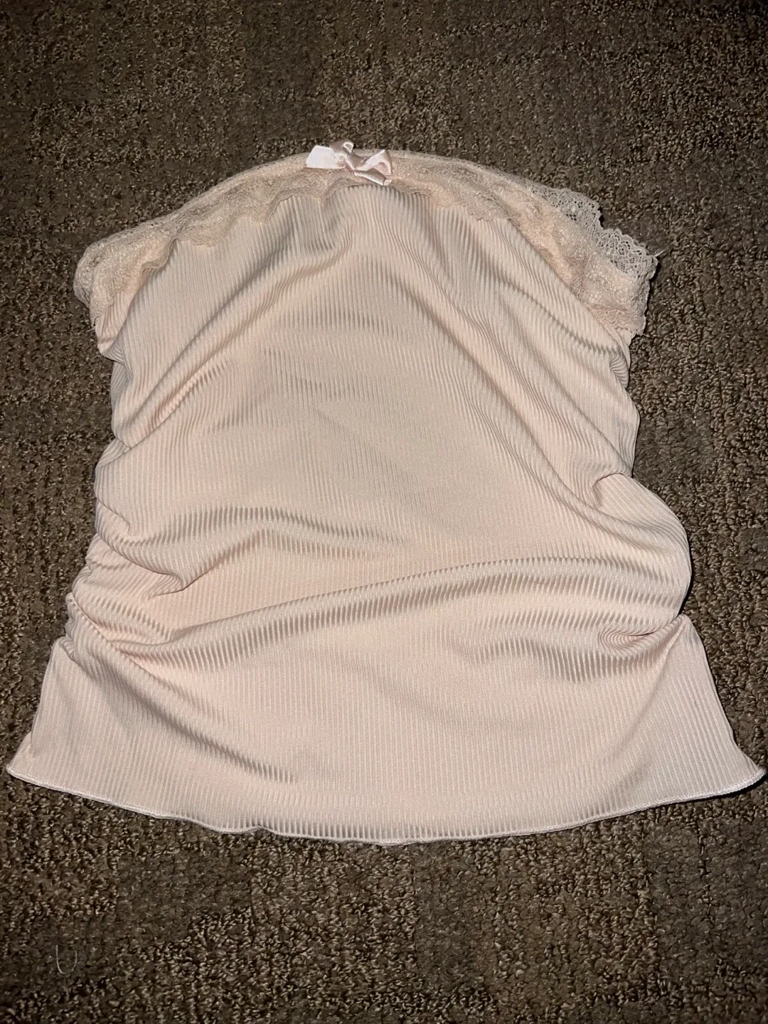 Pink Lace Trim Tube Top thumbnail