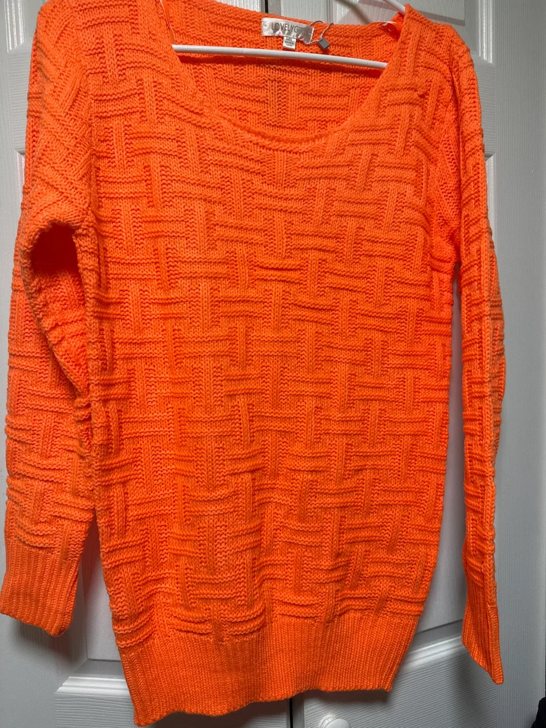 Lovely Girl Orange Knit Sweater - Size L thumbnail