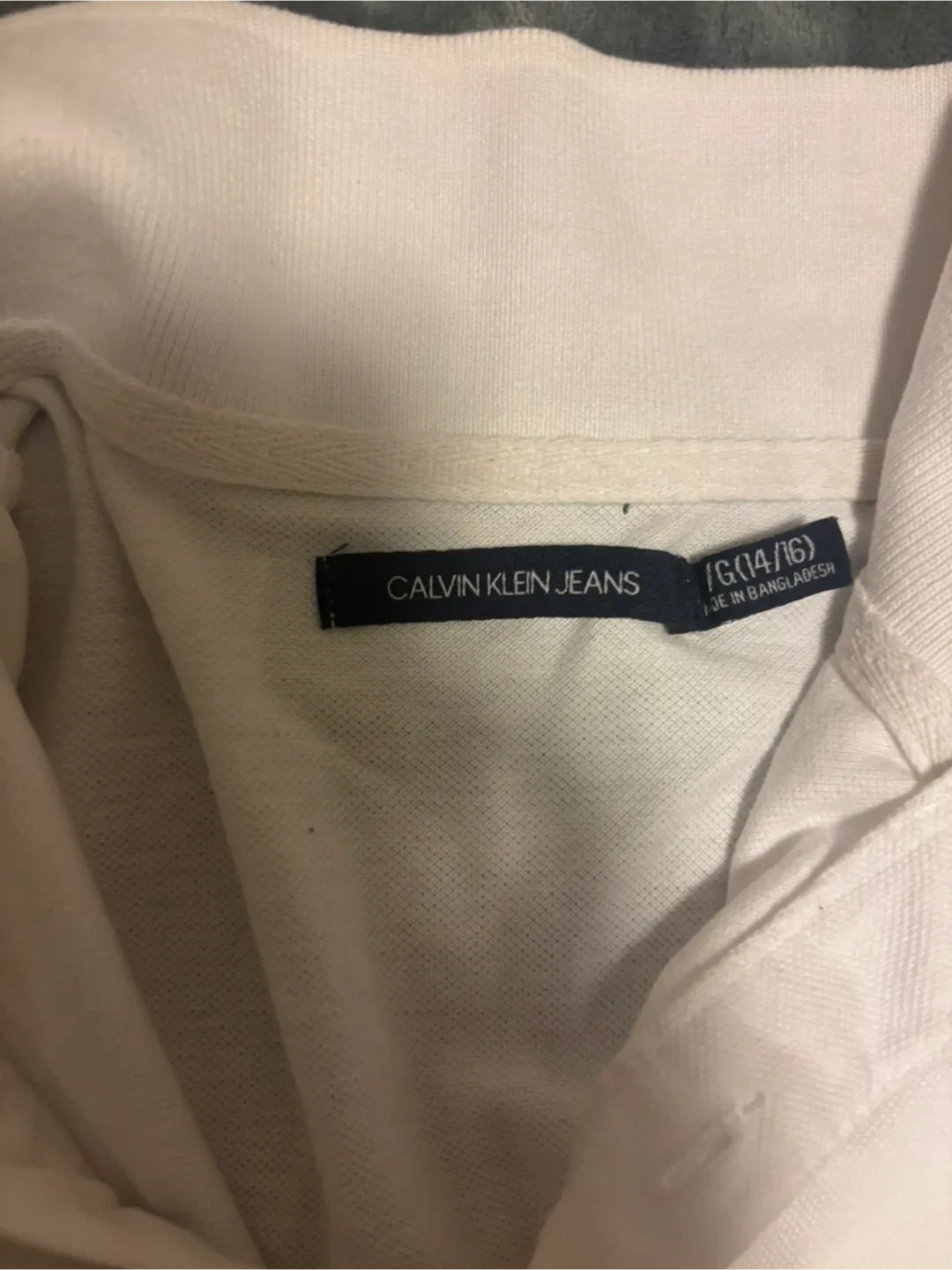 Calvin Klein Jeans White Polo Shirt - Size L (14/16) image indicator(2)