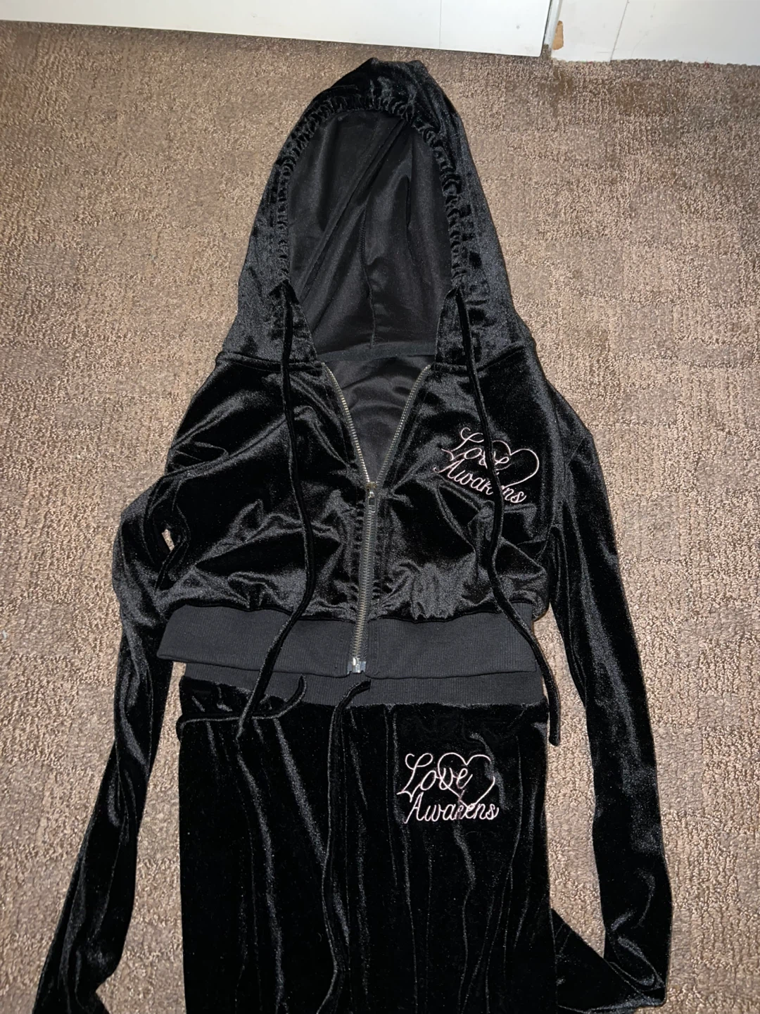Black velvet tracksuit