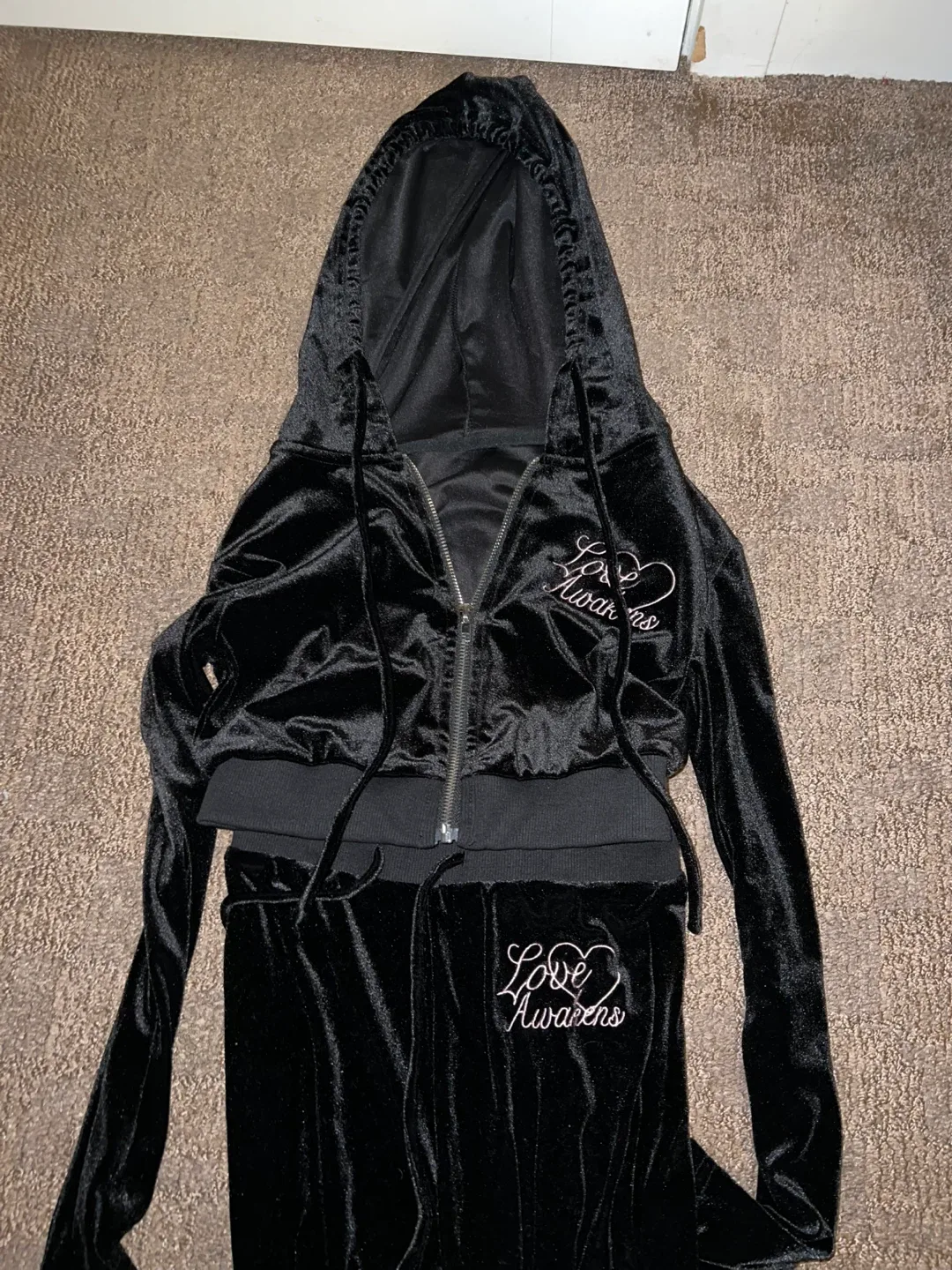 Black velvet tracksuit thumbnail