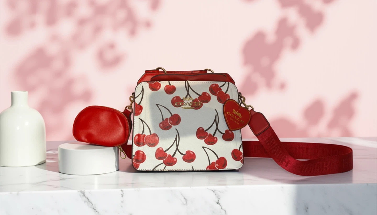 Coach Cherry Print Kat Saddle Bag