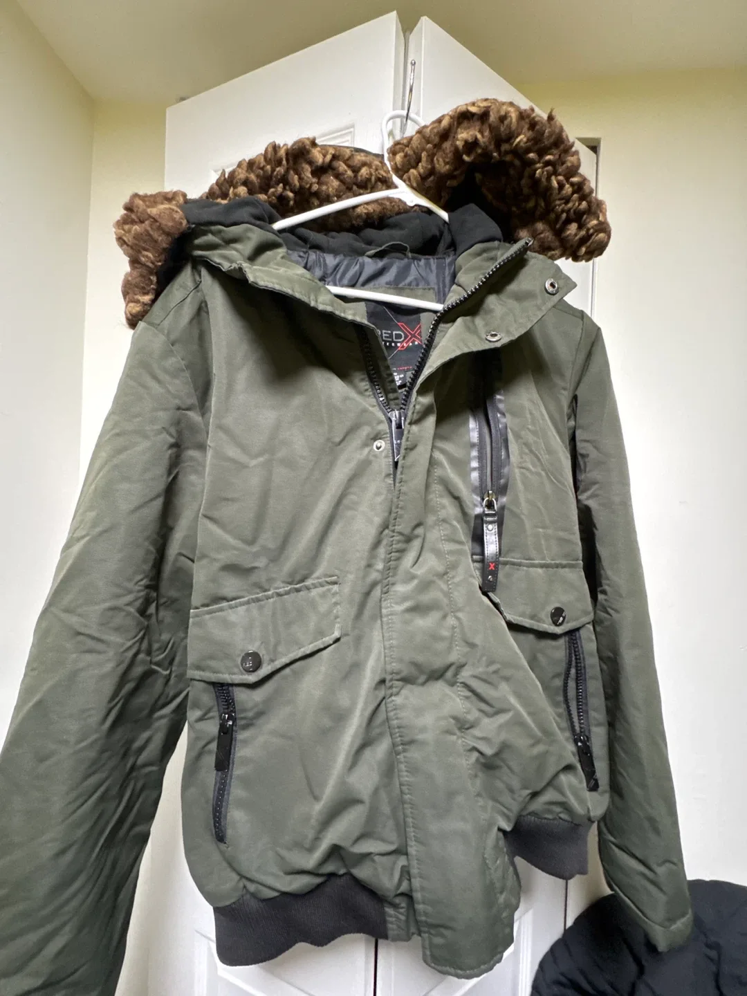 REDEXPERT Olive Green Winter Bomber Jacket thumbnail