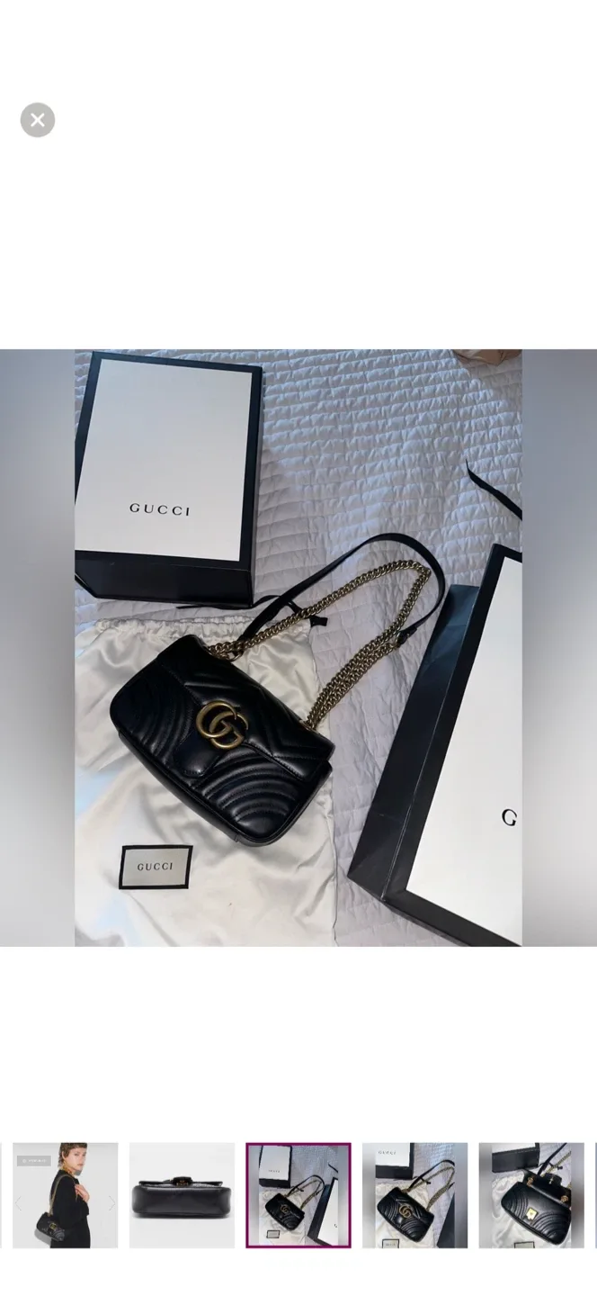 Gucci GG Marmont matelassé small shoulder bag black leather image indicator(6)