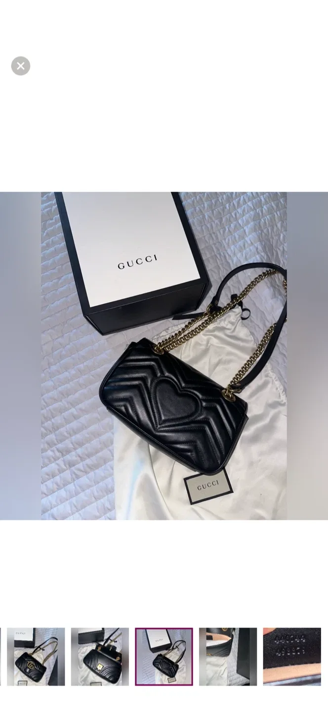 Gucci GG Marmont matelassé small shoulder bag black leather image indicator(9)
