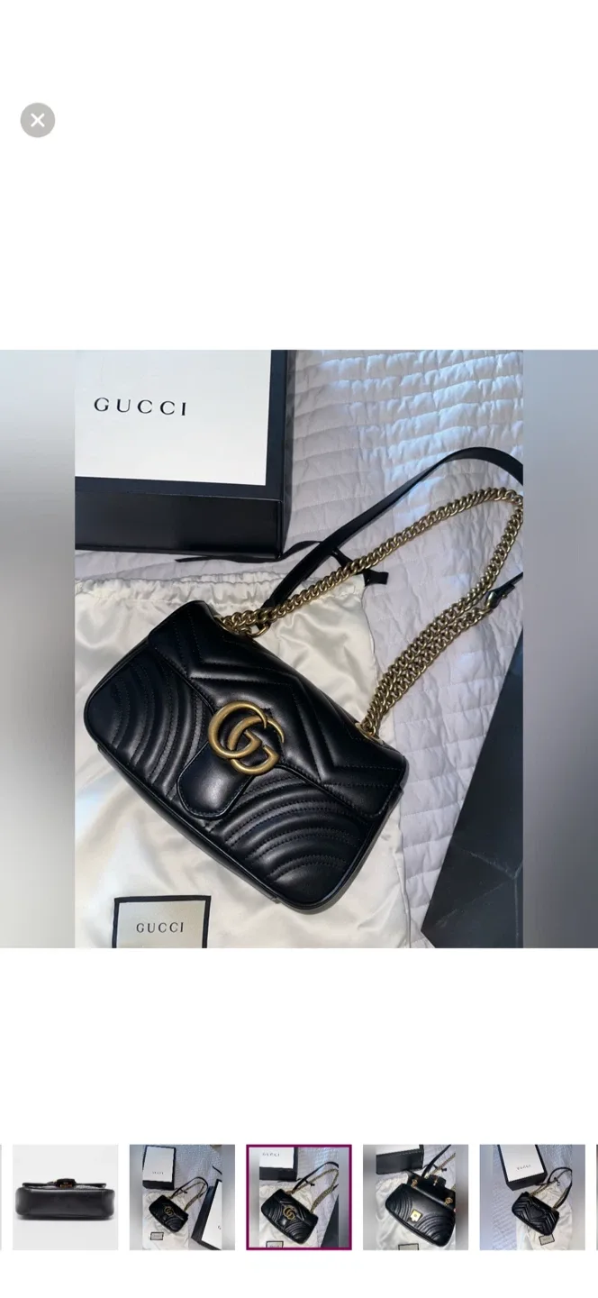 Gucci GG Marmont matelassé small shoulder bag black leather image indicator(7)