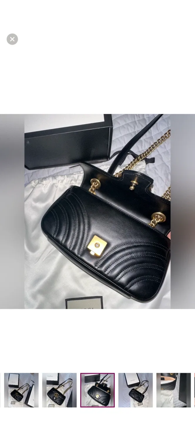 Gucci GG Marmont matelassé small shoulder bag black leather image indicator(8)