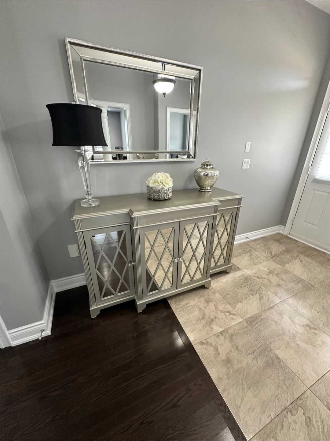 Silver Mirrored Accent Cabinet