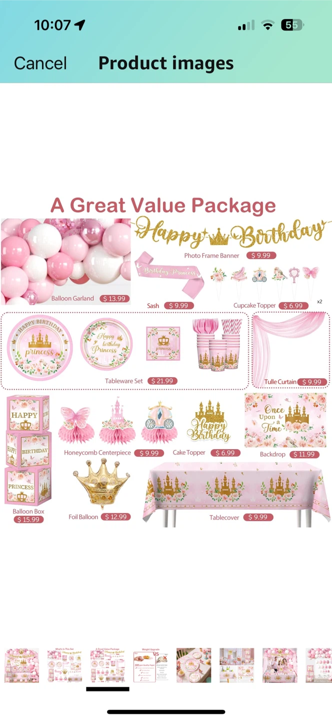 New Happy Birthday Princess Party Supplies Set - photo 3