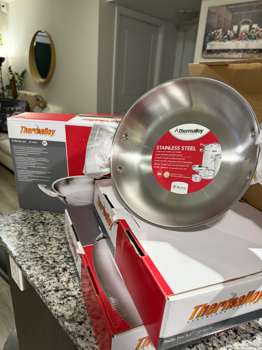 New Thermalloy 9.5" Stainless Steel Paella Pan