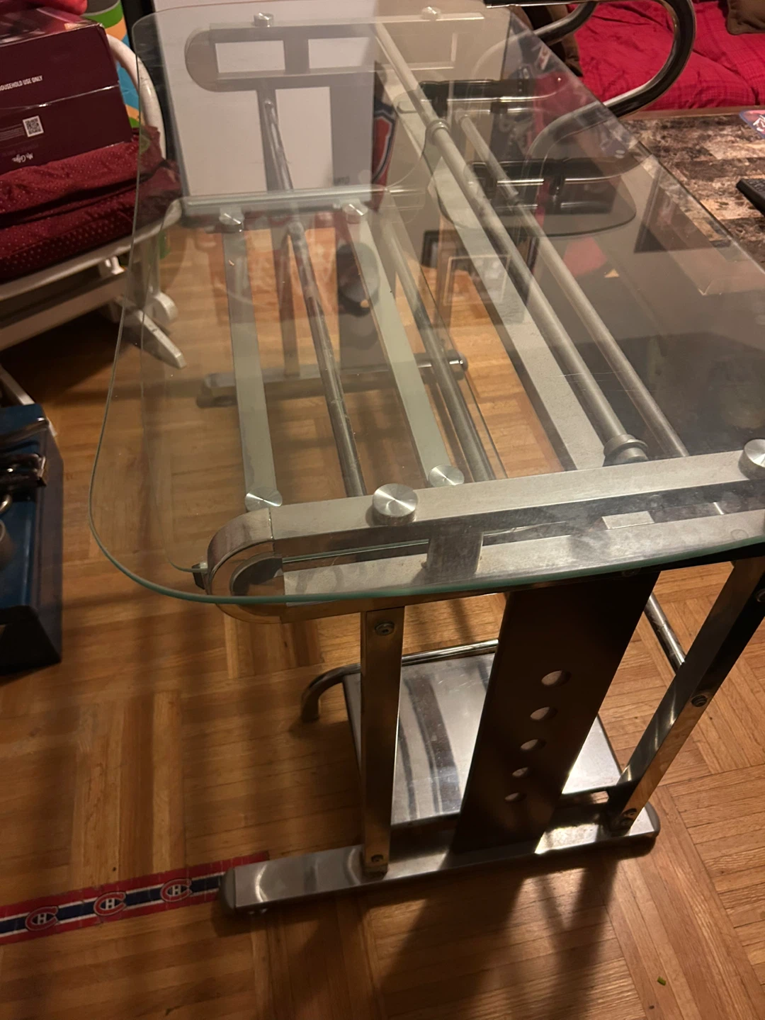 Glass Top Desk with Chrome Frame