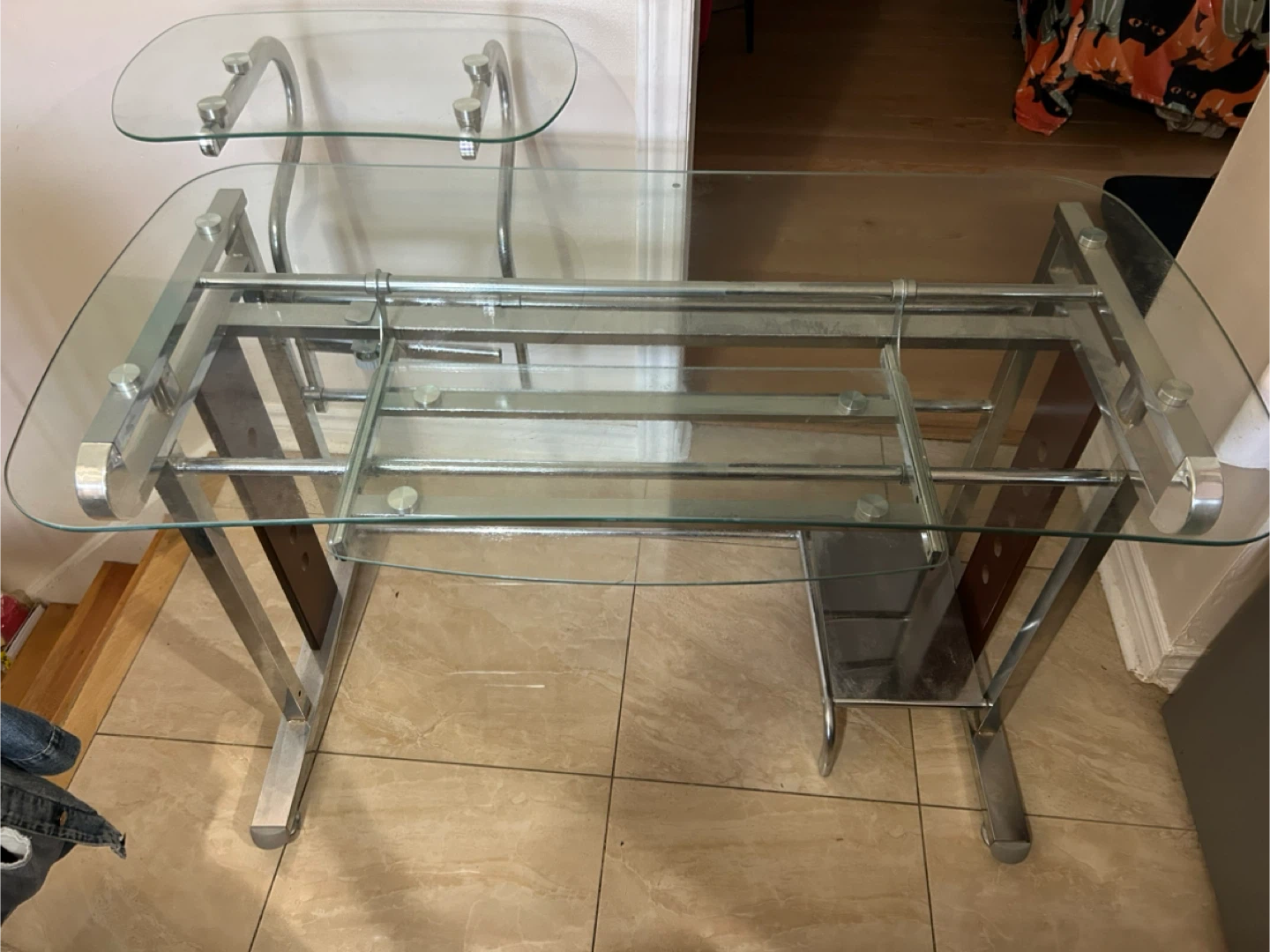 Glass Top Desk with Chrome Frame - photo 4