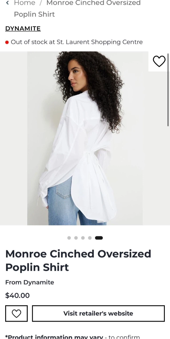 Dynamite Monroe Oversized Poplin Shirt - L/XL - New - photo 3